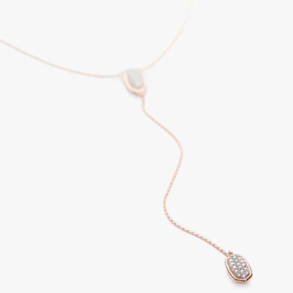 NWOT Kendra Scott Jubiee 14K Rose Gold Diamond Y Necklace